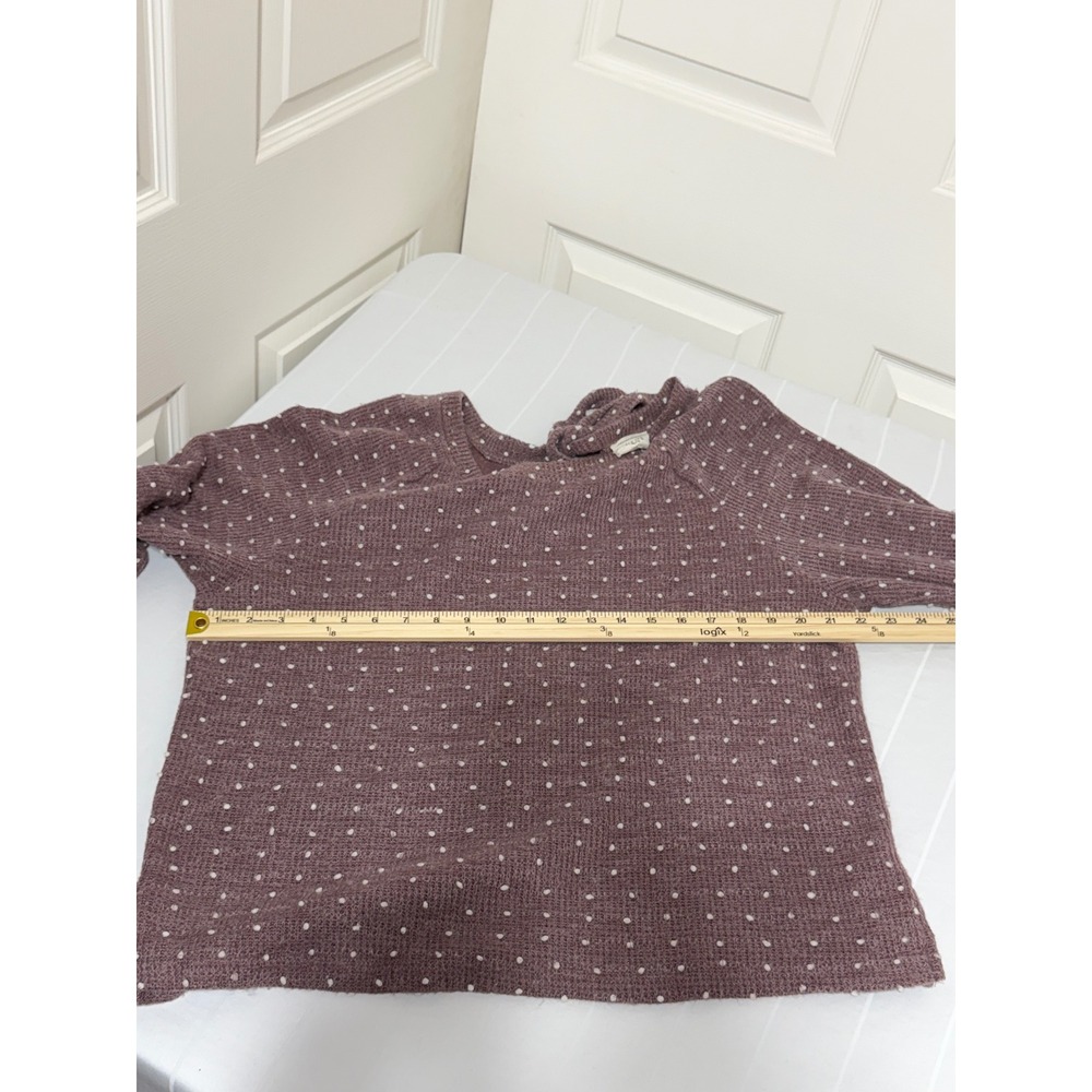 Flower & Feather Mauve Polka Dot Tie Back Knit Sweater Top TB6476Y Large